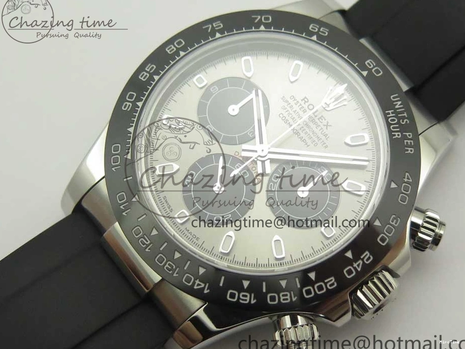 MiroTime 0217 Daytona 116519 Noob 1:1 Best Edition 904L SS Case Gray Black Dial on Black Rubber Strap SA4130 (Free Extra Strap) Durable 3336